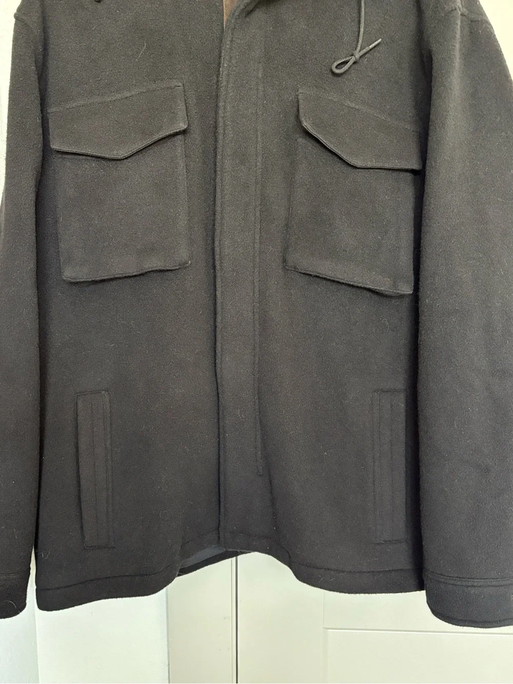 VINCE WOOL BLACK FIELD HOODED JACKET MENS XXL
